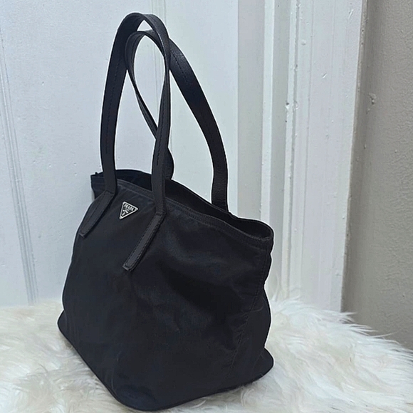 PRADA Tessuto Mini Nylon & Leather Tote Bag / Handbag in Black & Silver - Picture 4 of 13